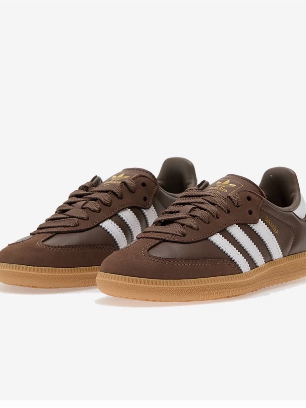 adidas Samba Brown Leather Sneakers with White Stripes
